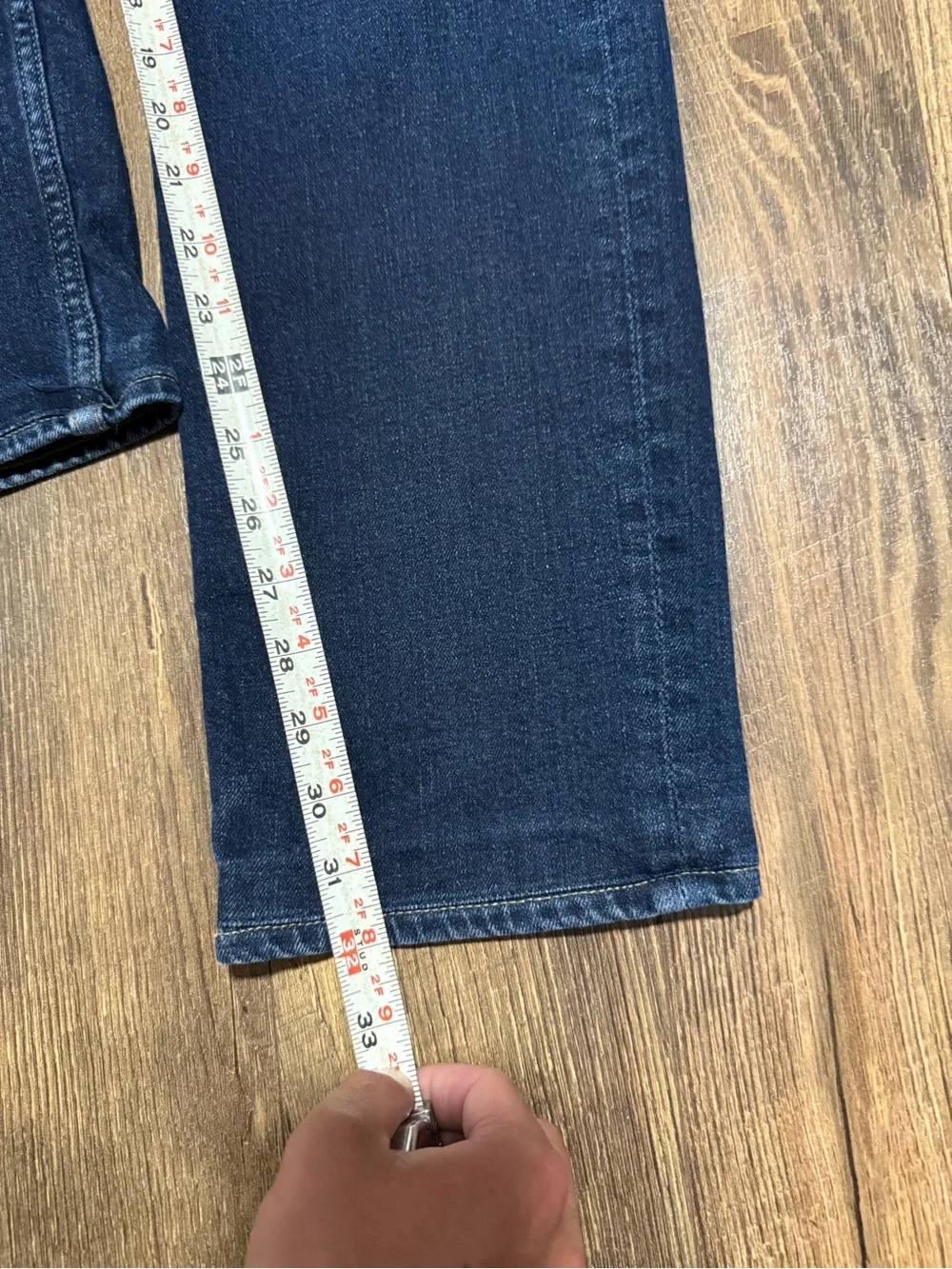 7 For All Mankind Slimmy Straight Jeans Mens 31 x 32 Blue Dark Wash Whiskered